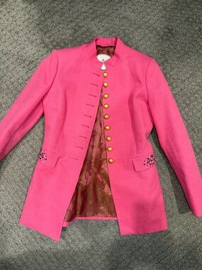 Women's Pink Embellished Military-Style Blazer